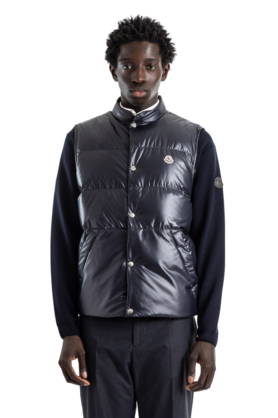 Moncler Polyester nylon with down filling gilet in navy