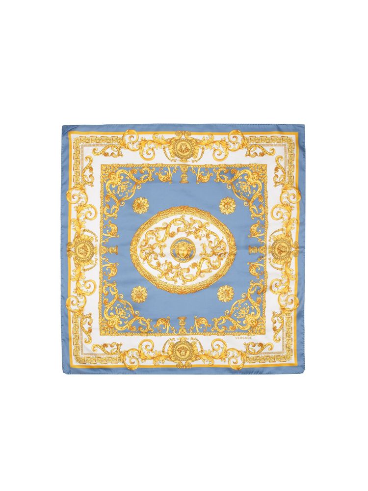 Versace 100% Silk scarf in gray
