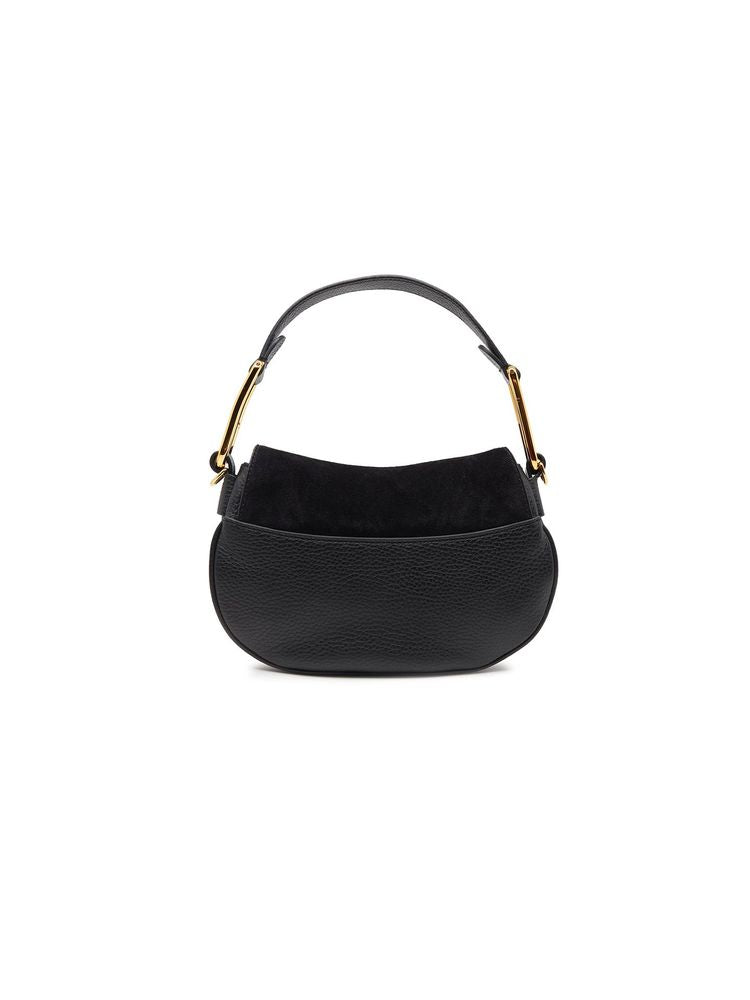 Coccinelle Cowhide (grained leather and suede) shoulder bag in black