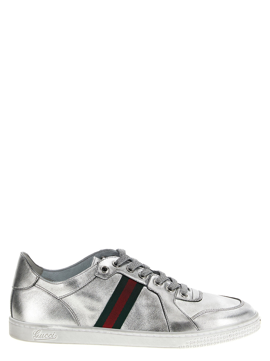 Gucci 100% lamb leather sneaker in silver