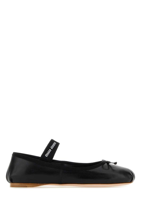 Black Leather Ballerinas Nero Ballerine