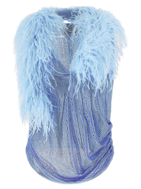 Blue Polyamide Tank Tops