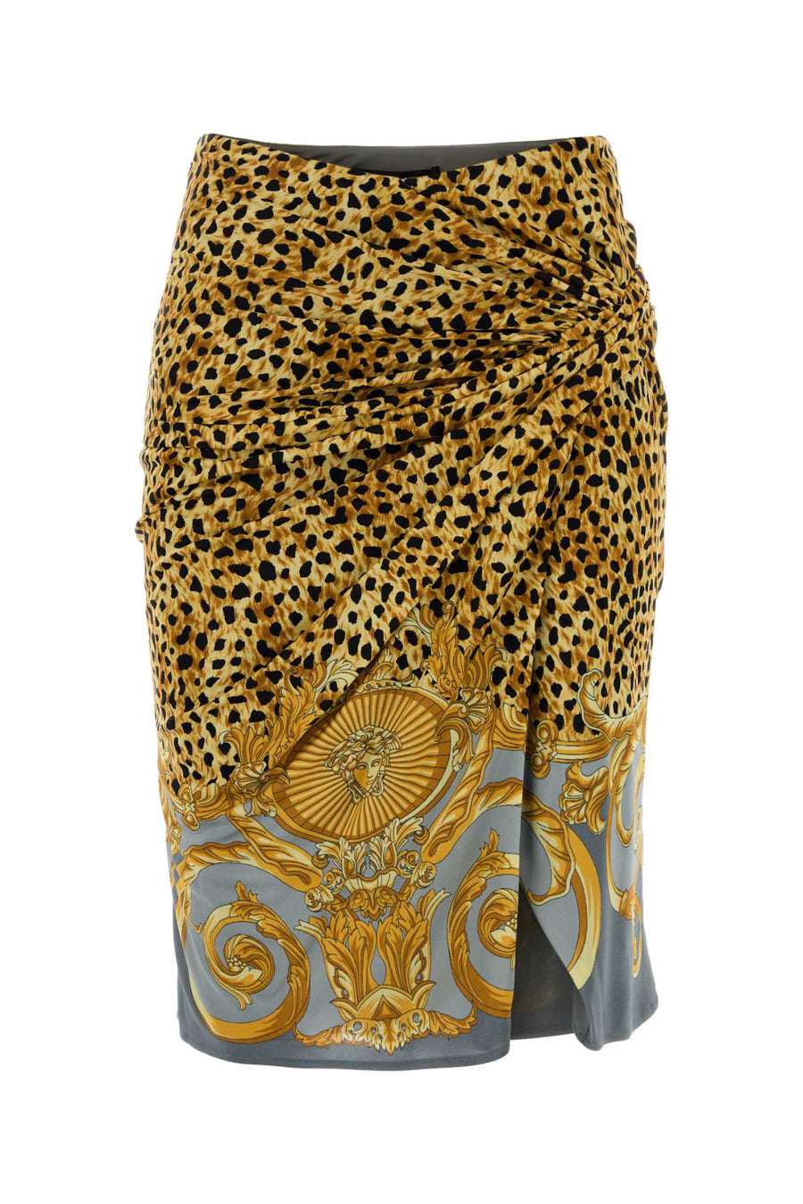 Versace Cheetah Exterior: 100% Viscose; Lining: 100% Viscose skirt in yellow