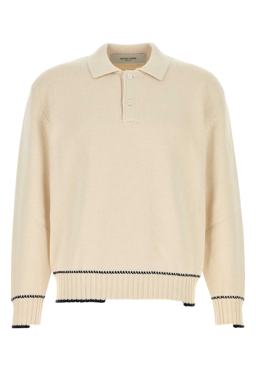 Golden Goose Deluxe Brand Knit 91% Cotton 9% Polyester polo sweater in white