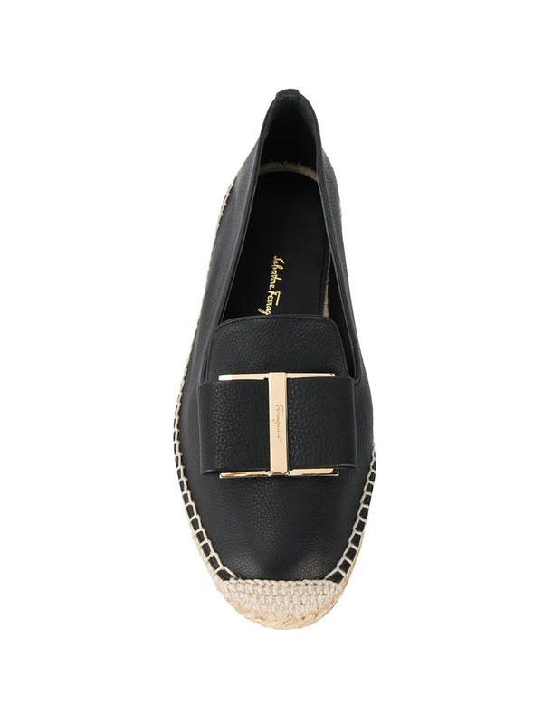 Ferragamo Leather upper espadrille flat in black