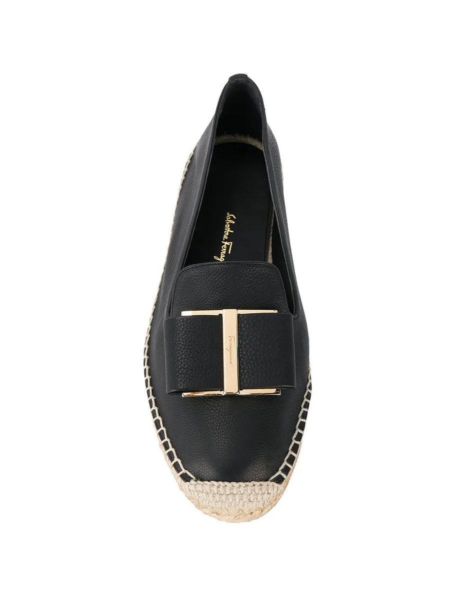 Ferragamo Leather upper espadrille flat in black