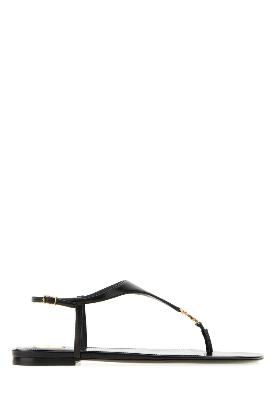 Black Leather Cassandre Thong Sandals Nero Sandali