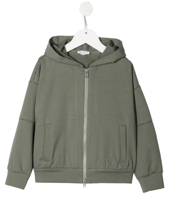 Brunello Cucinelli Kids Cotton 98% hoodie in sage green