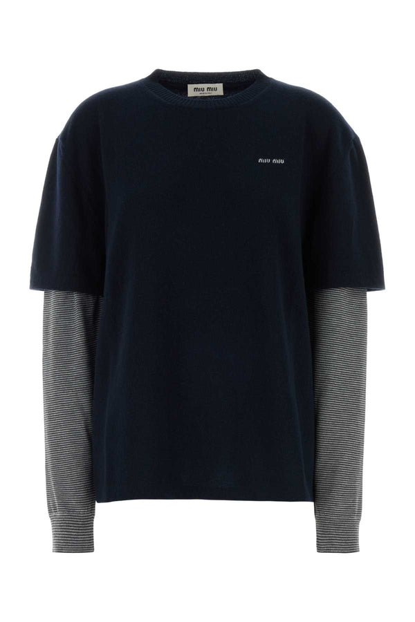 Miu Miu 56% Virgin wool sweater in navy