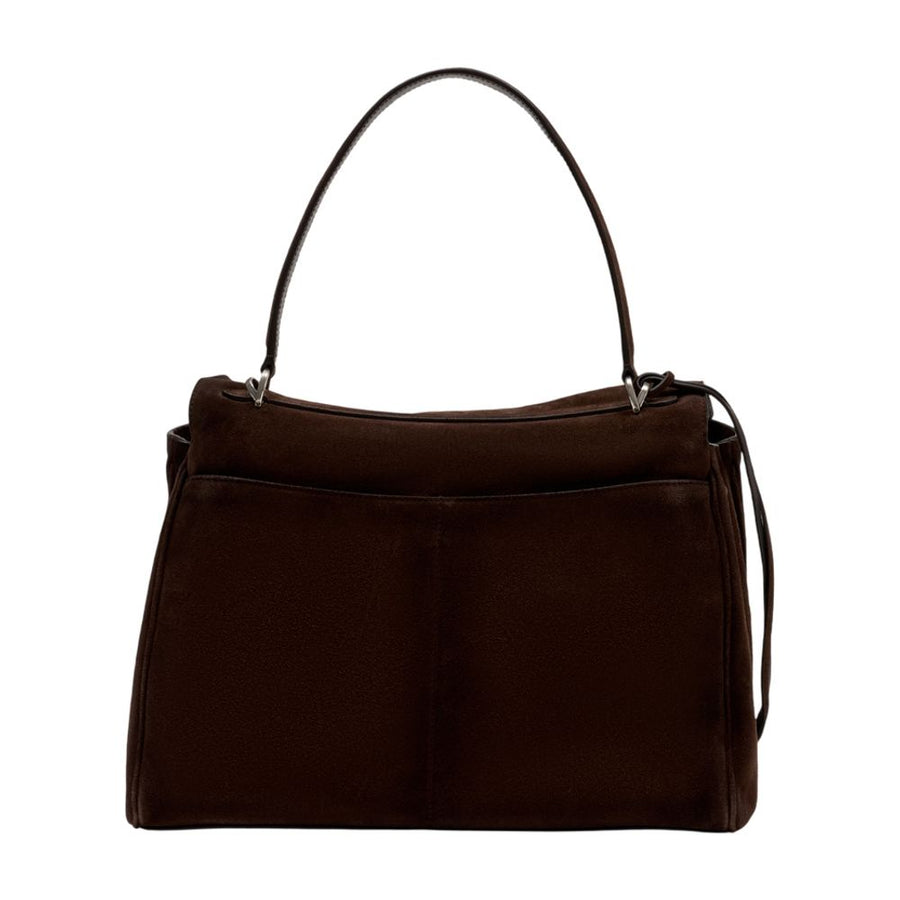 Balenciaga calfskin top handle bag in brown