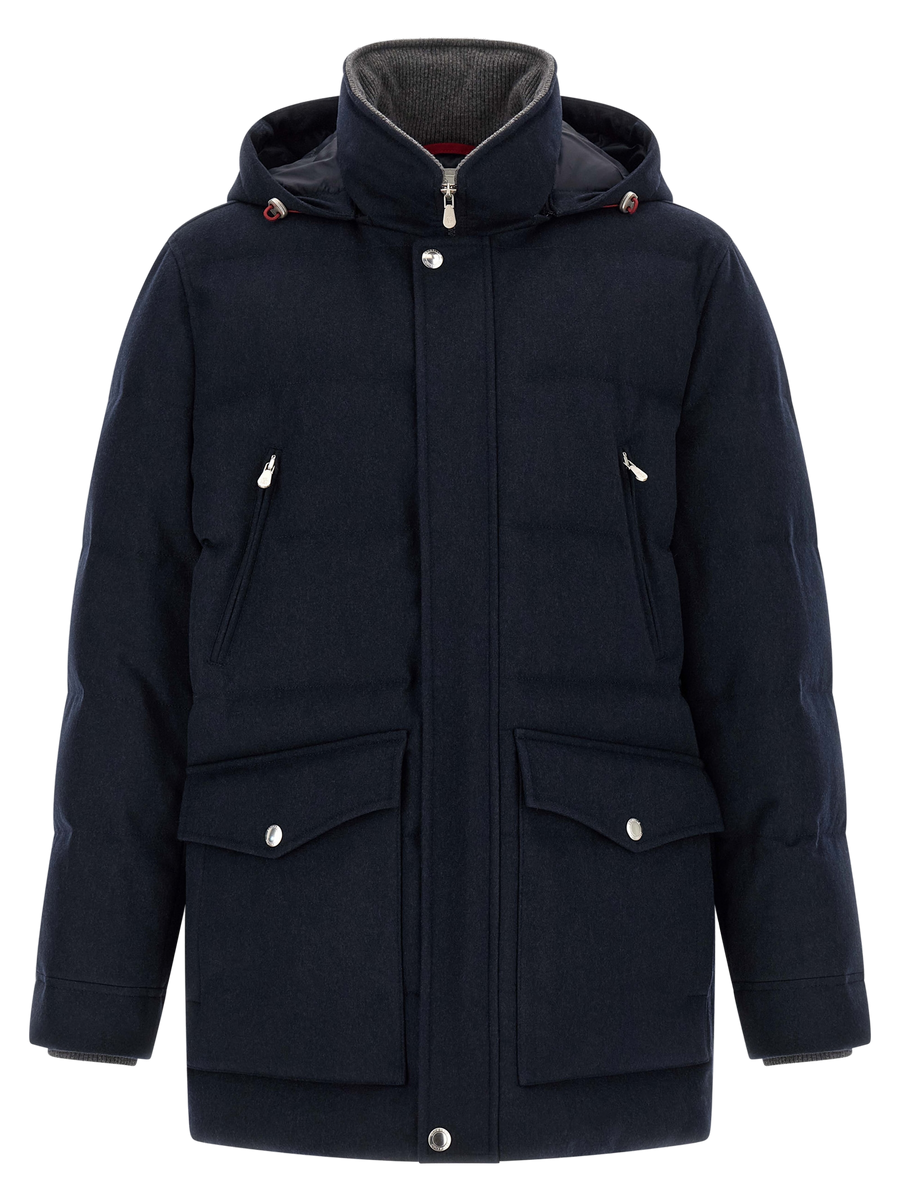 Brunello Cucinelli Pure wool flannel coat in navy