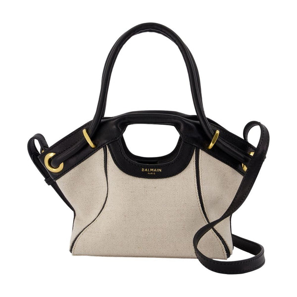 Balmain Lambskin top handle bag in beige