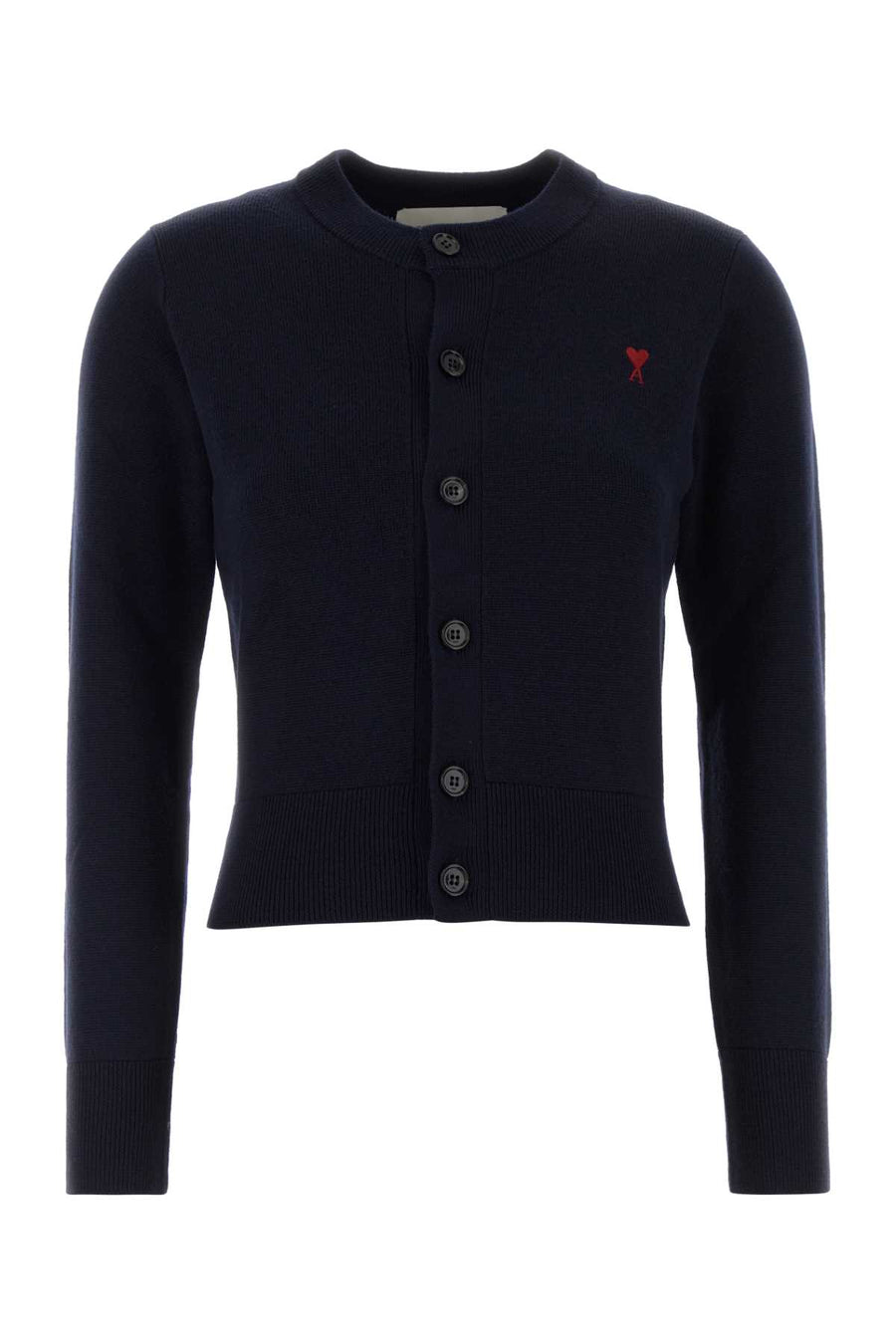 Navy Blue Wool Cardigan Marine/rouge Exterior: Merino Felpe