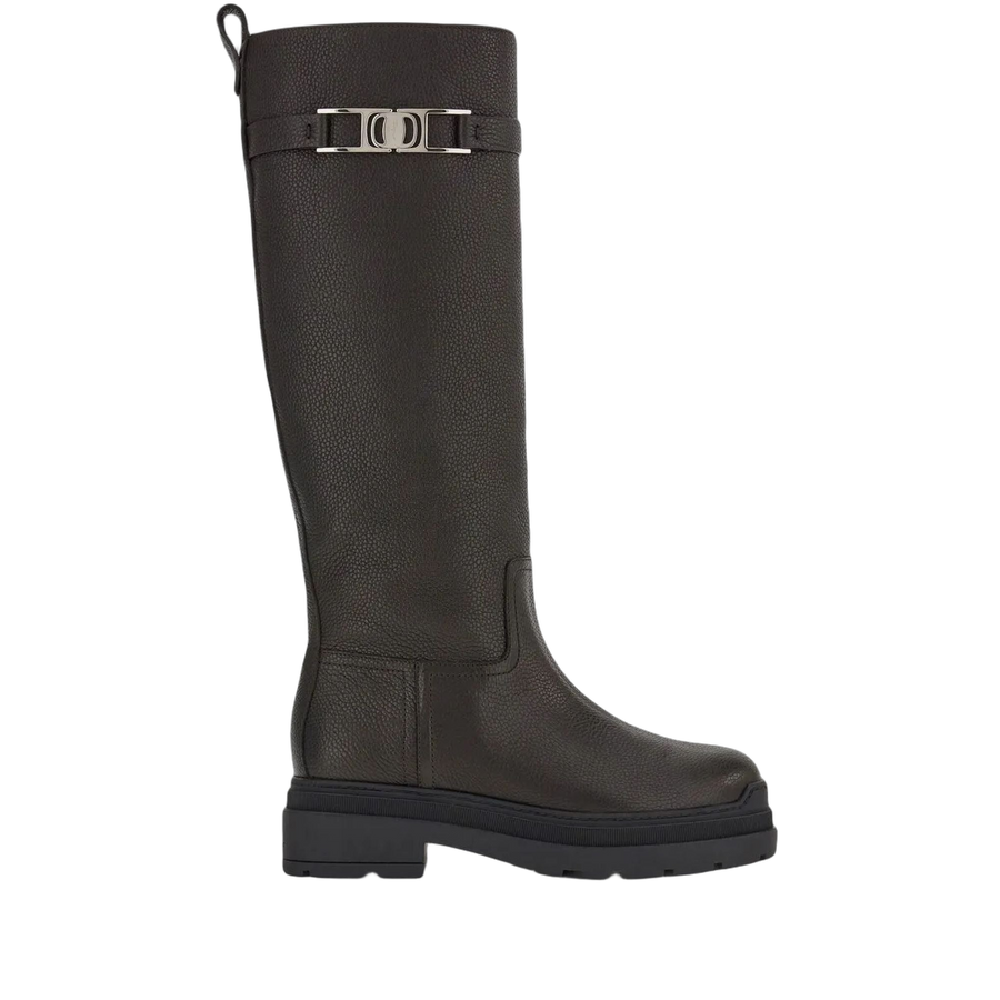 Ferragamo Calf leather / Merino boot in black