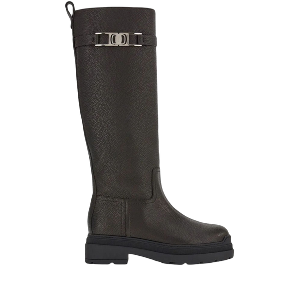 Ferragamo Calf leather / Merino boot in black