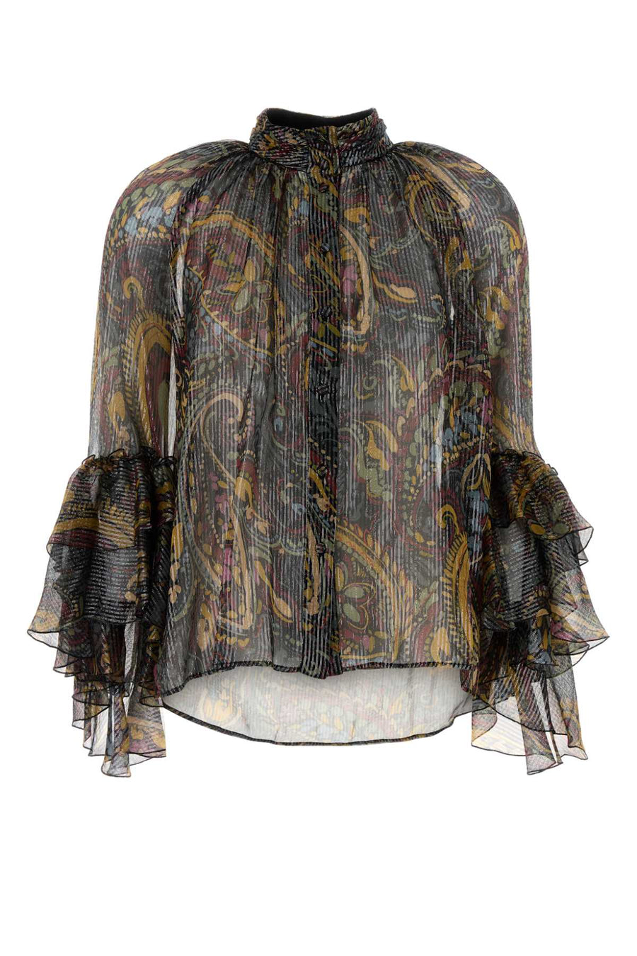 Printed Silk Blend Blouse X0810 Exterior: Metal Fiber Camicie
