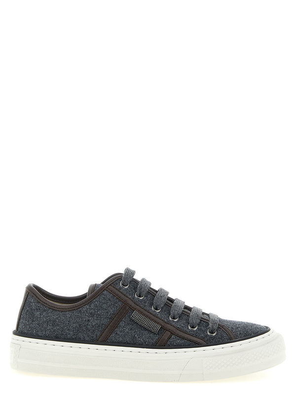 Brunello Cucinelli 100% virgin wool sneaker in gray