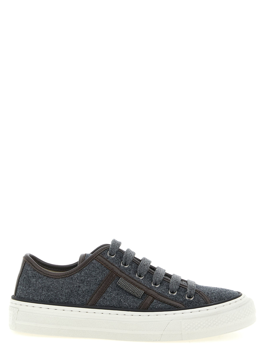 Brunello Cucinelli 100% virgin wool sneaker in gray