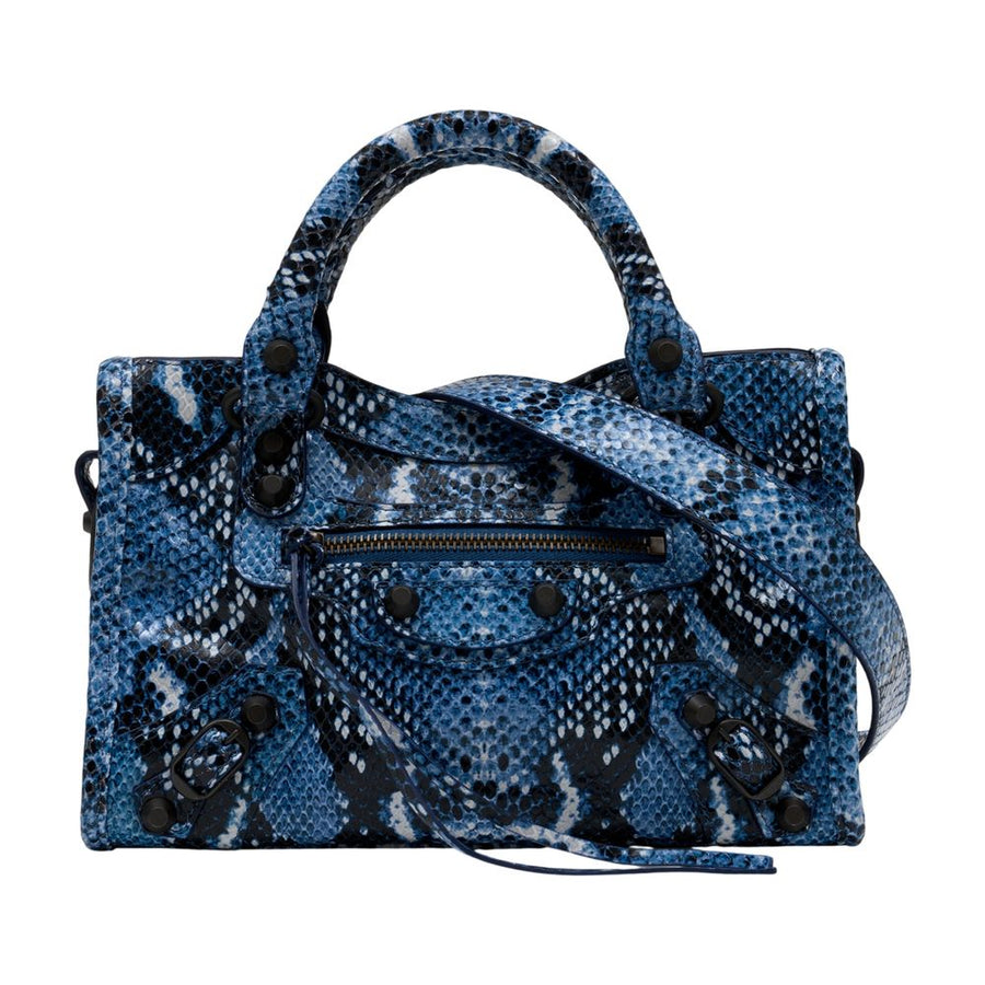 Balenciaga calfskin top handle bag in blue