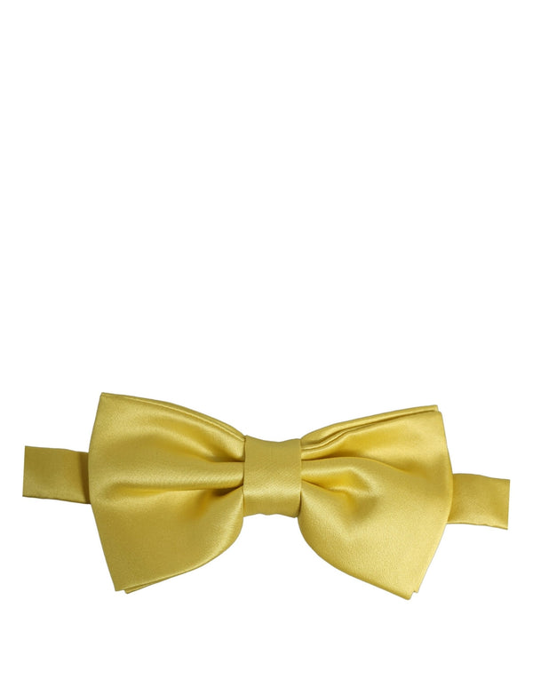 Dolce & Gabbana 100% Silk bow tie in yellow