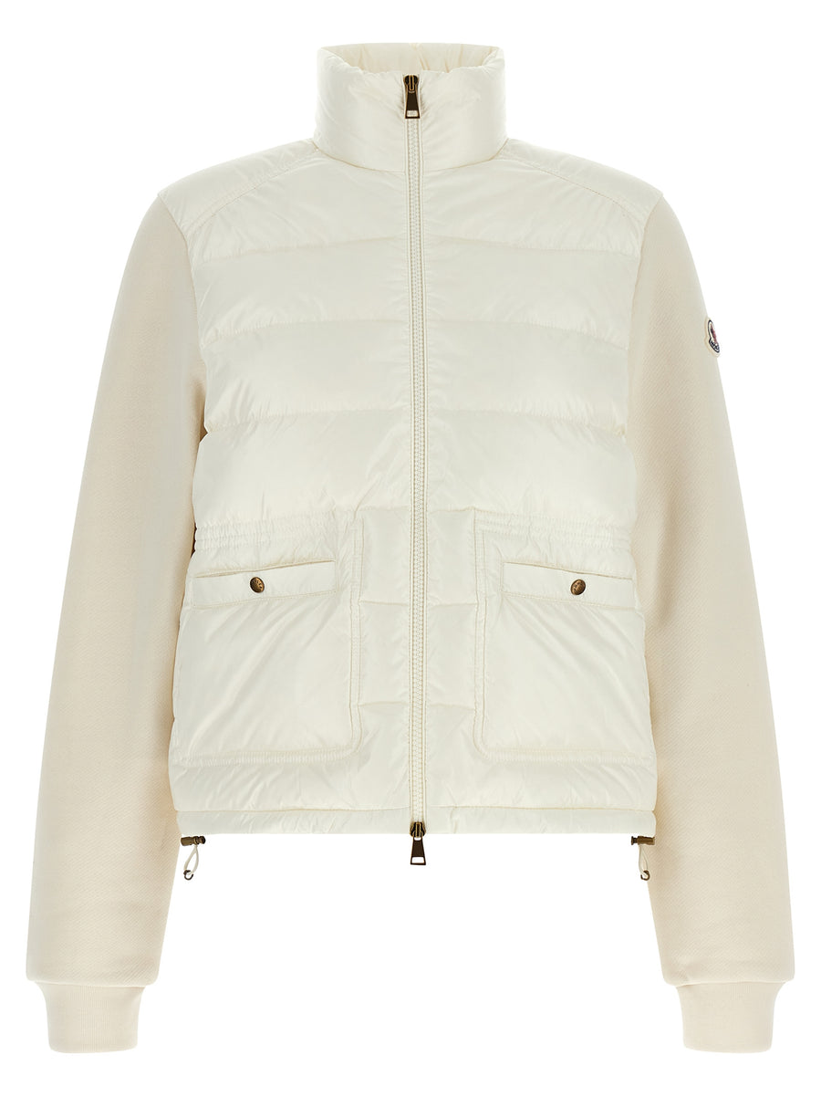 Moncler 100% Polyamide (shell); Cotton fleece (sleeves and back) hybrid jacket in white