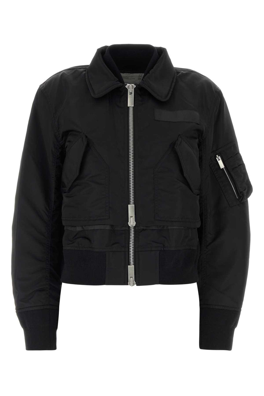 Black Nylon Bomber Jacket Giubbini