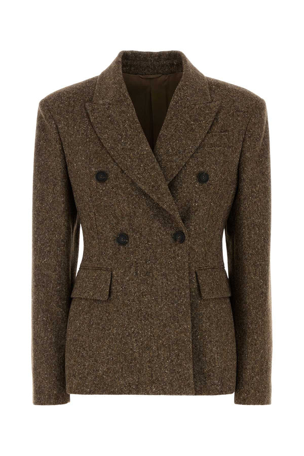 Brunello Cucinelli Exterior: 70% Wool 30% Nylon Lining: 65% Acetate 35% Polyester blazer in brown