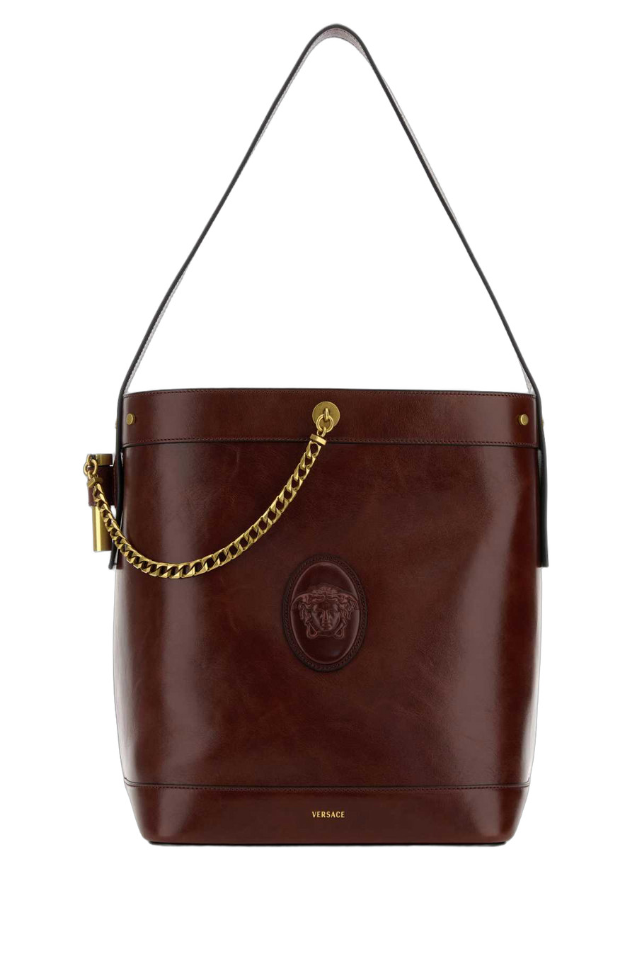 Versace Exterior: 100% Calf shoulder bag in brown