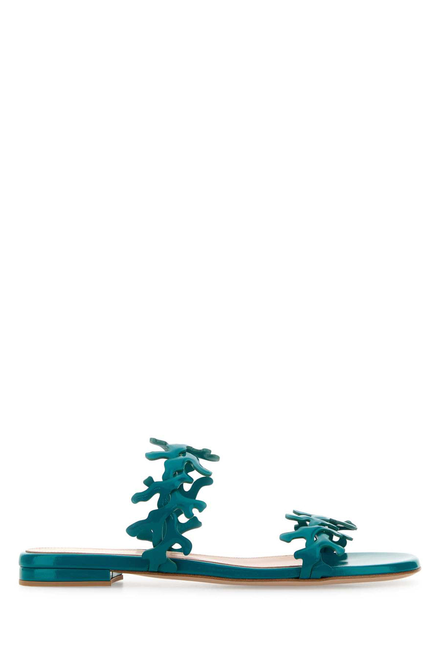 Petrol Blue Nappa Leather Ocean Slippers Teal Sandali