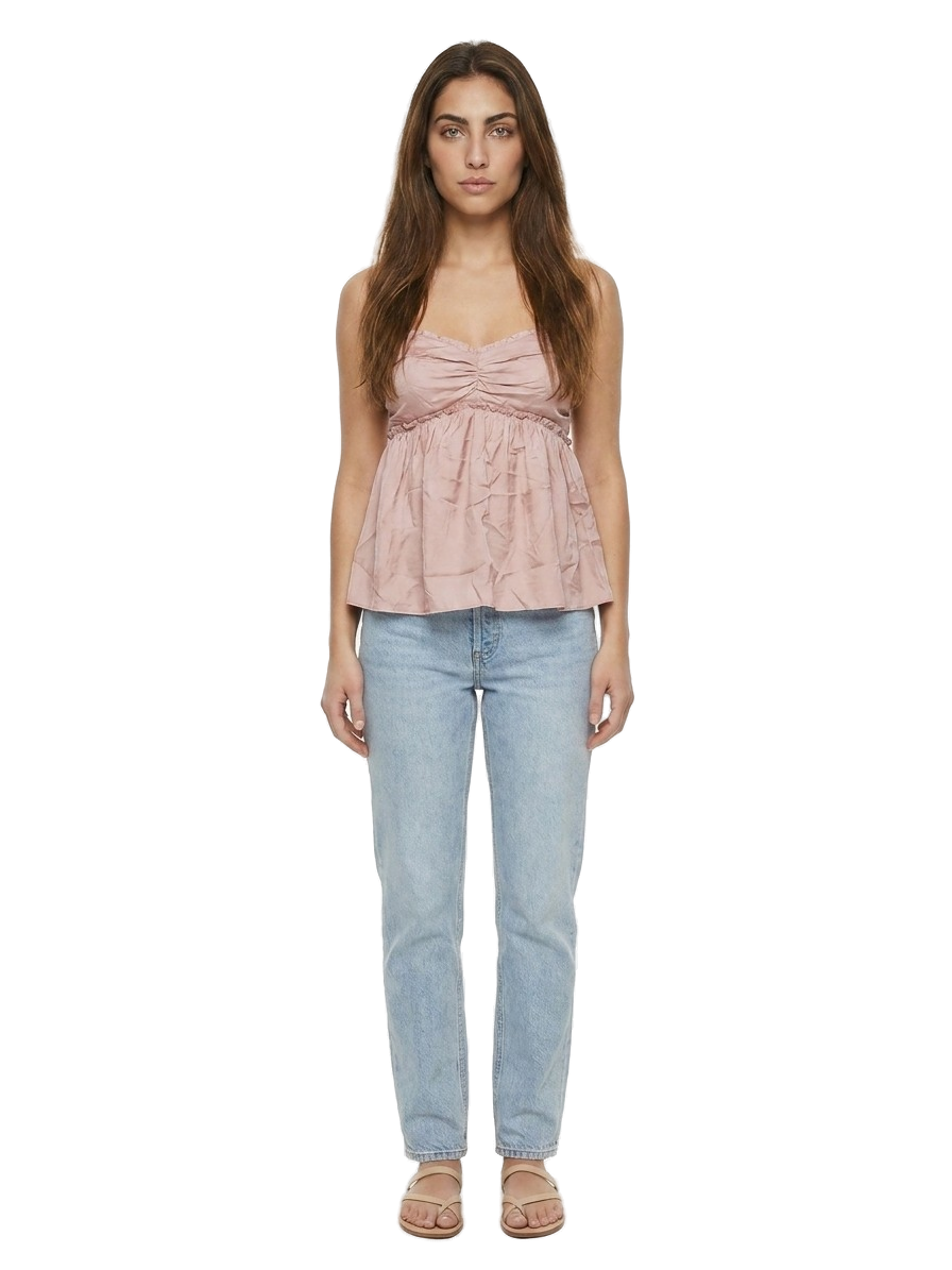 Pink Silk Sleeveles T-Shirt