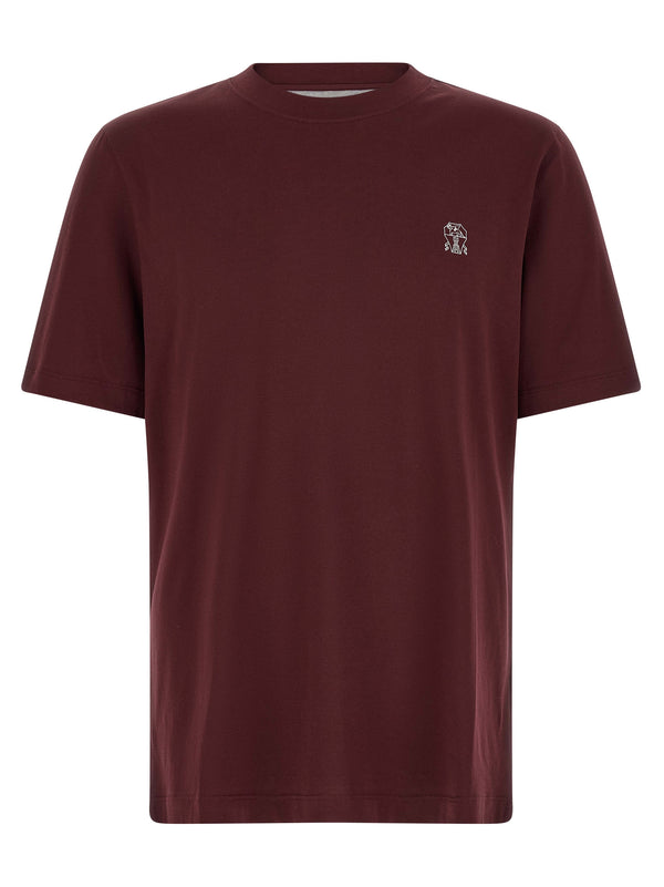 Brunello Cucinelli 100% cotton t-shirt in bordeaux