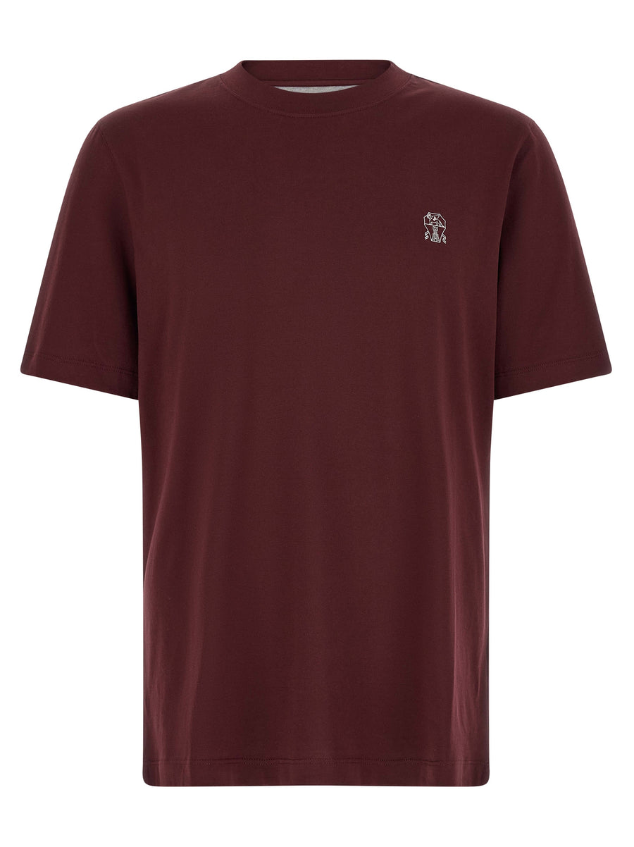 Brunello Cucinelli 100% cotton t-shirt in bordeaux