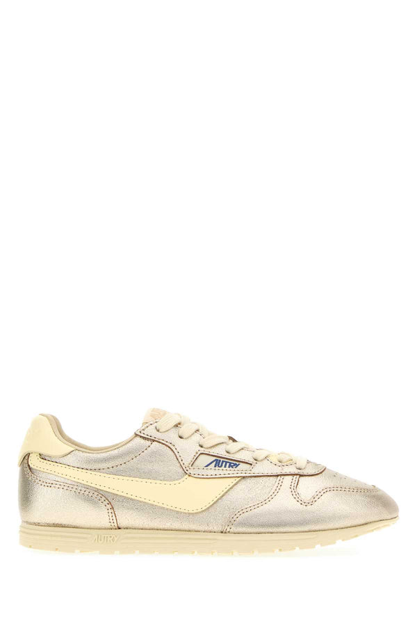 Gold Leather Windspin Sneakers Lamlealeaplatrut