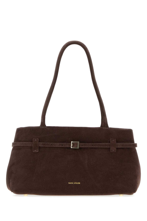 Brown Suede Le Cambon East West Shoulder Bag Deepbrown Borse A Mano
