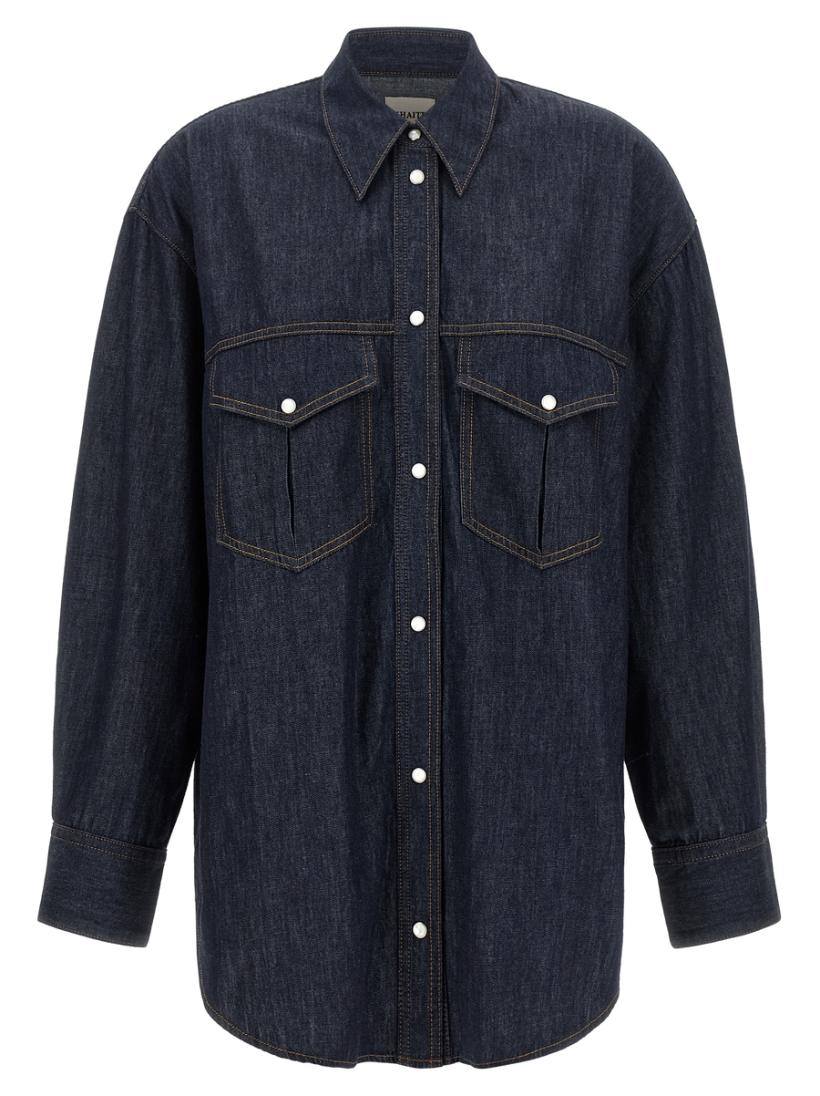 Khaite 100% cotton shirt in navy