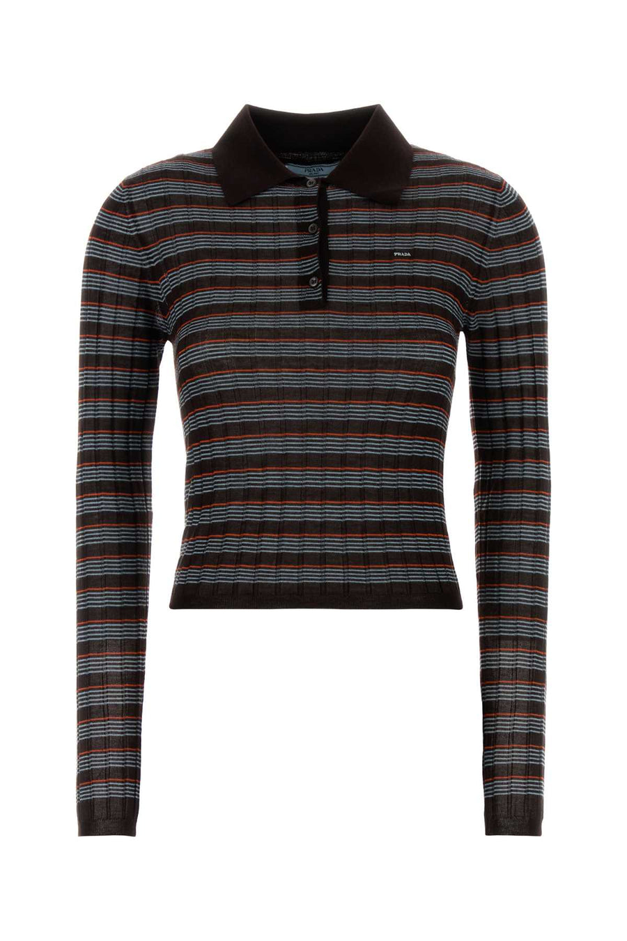 Embroidered Knit Polo Shirt Moro+nube Exterior: Cashmere Silk Maglieria