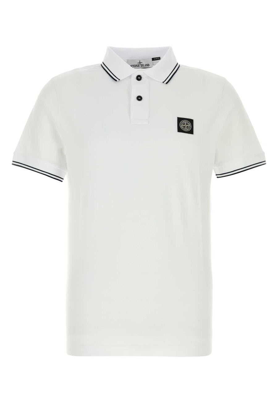 White Stretch Piquet Polo Shirt Exterior: Cotton Elastane
