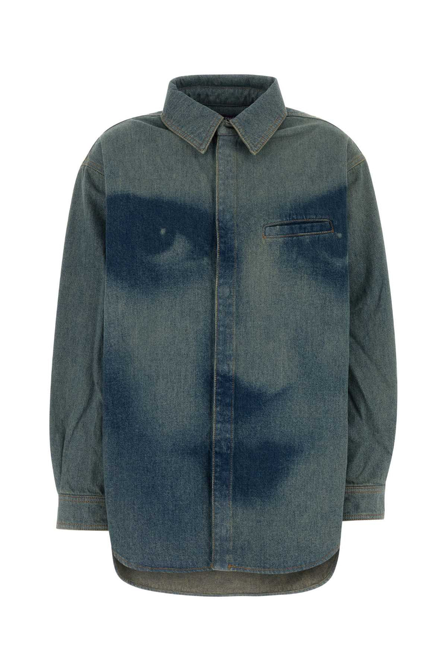 Printed Denim Shirt Indigobeige Exterior: Cotton Camicie