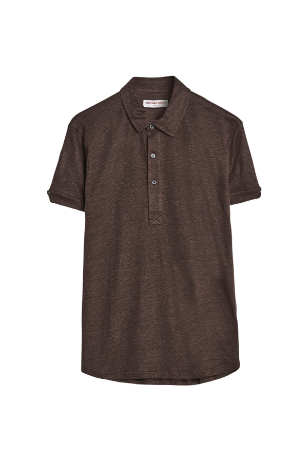 Orlebar Brown 100% Linen polo in brown