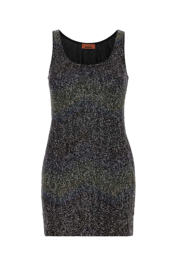 Embellished Nylon Blend Mini Dress Multiblubrown Abiti