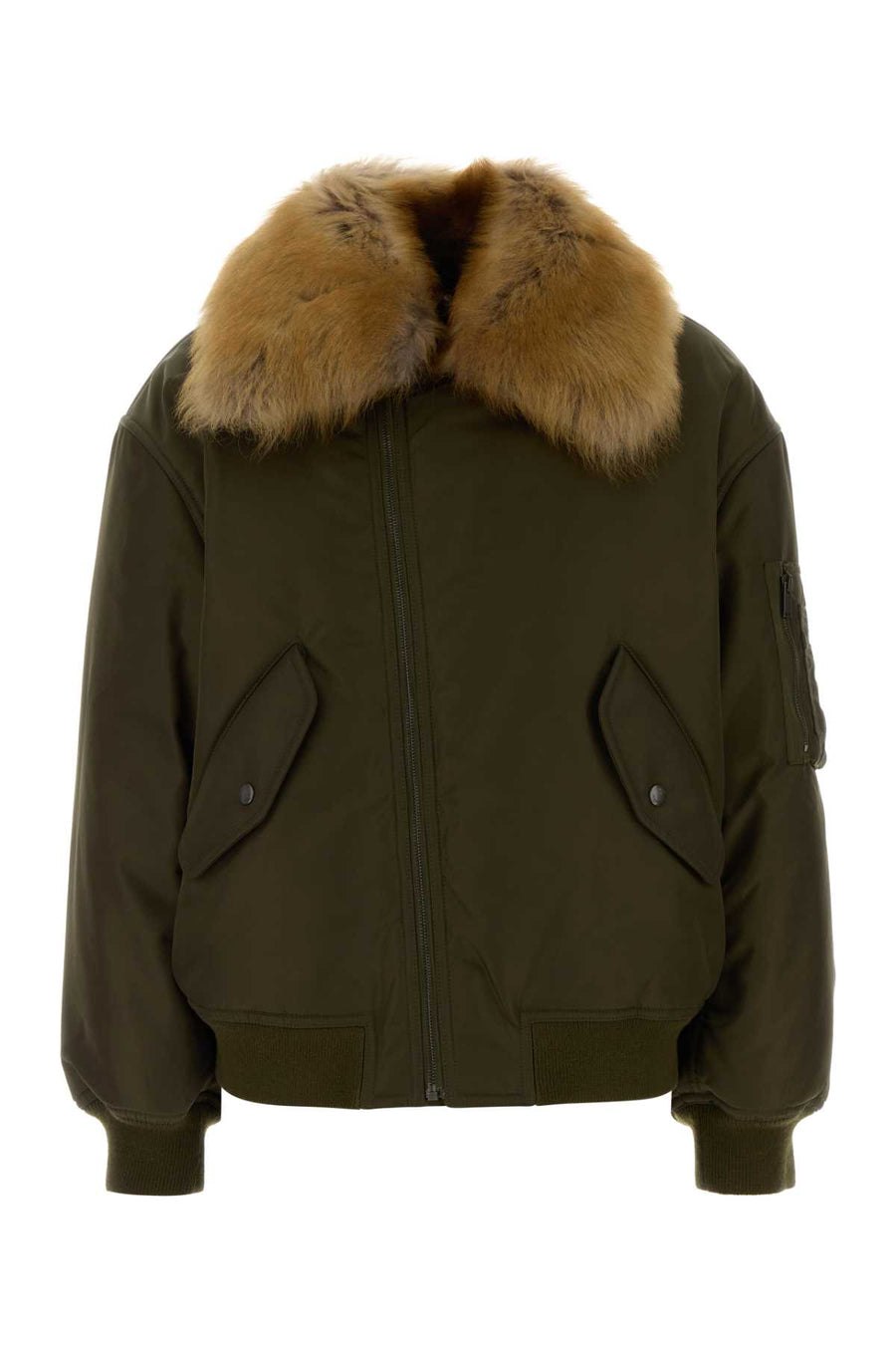 Khaki Nylon Bomber Jacket Kakivertchamoisgr Giubbini