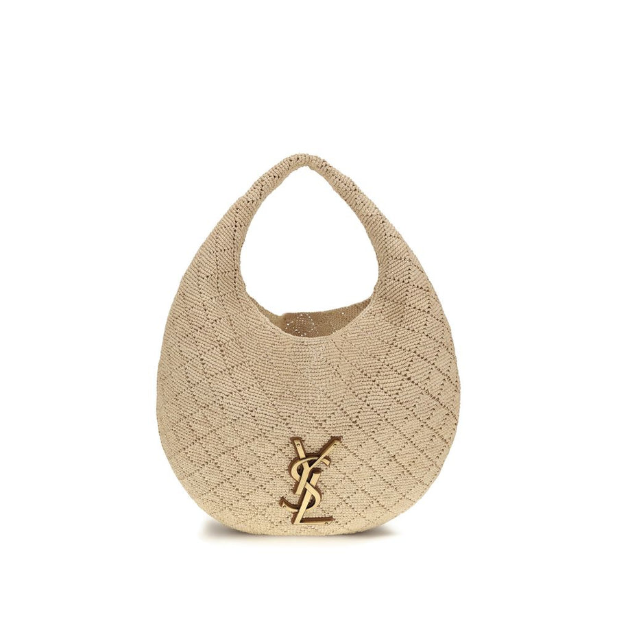 Saint Laurent 100% Raffia with leather lining shoulder bag in beige