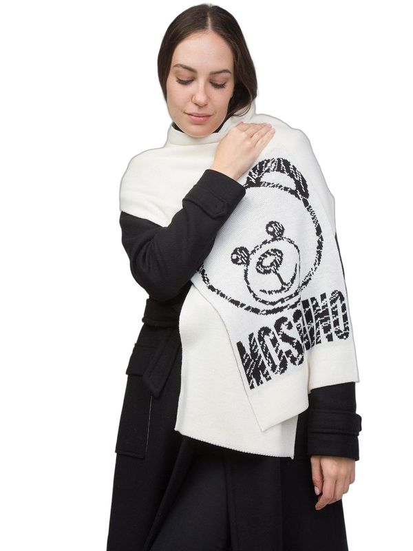 Moschino 50% Wool scarf in white
