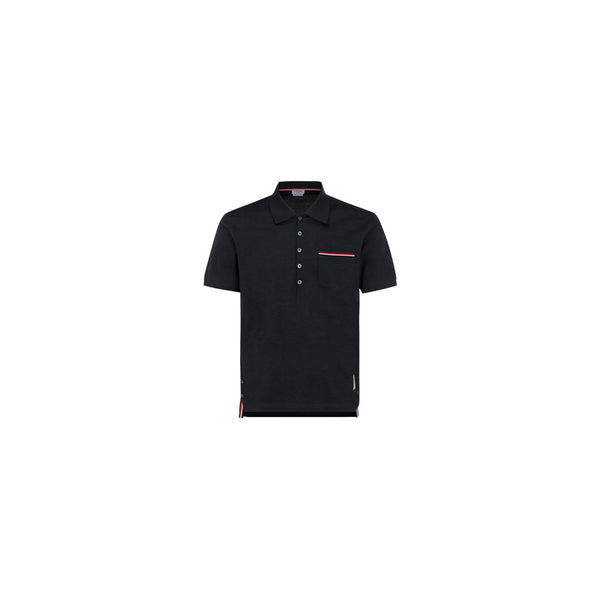Thom Browne 100% Cotton polo shirt in black