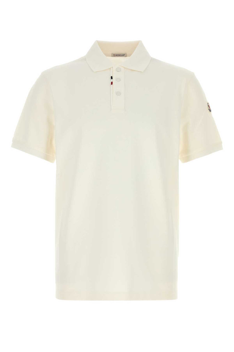 White Piquet Polo Shirt Cream Exterior: Cotton