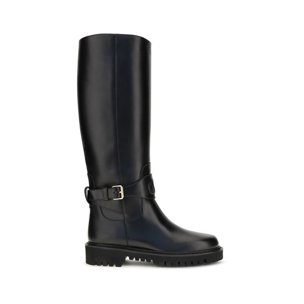 Black Calf Leather Bos Taurus Flat Boots