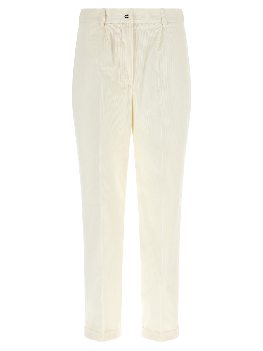 White Cotton Casual Pants