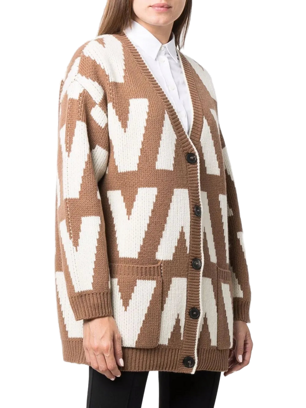 Valentino virgin wool cardigan in brown