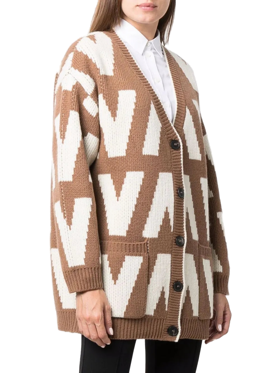 Valentino virgin wool cardigan in brown