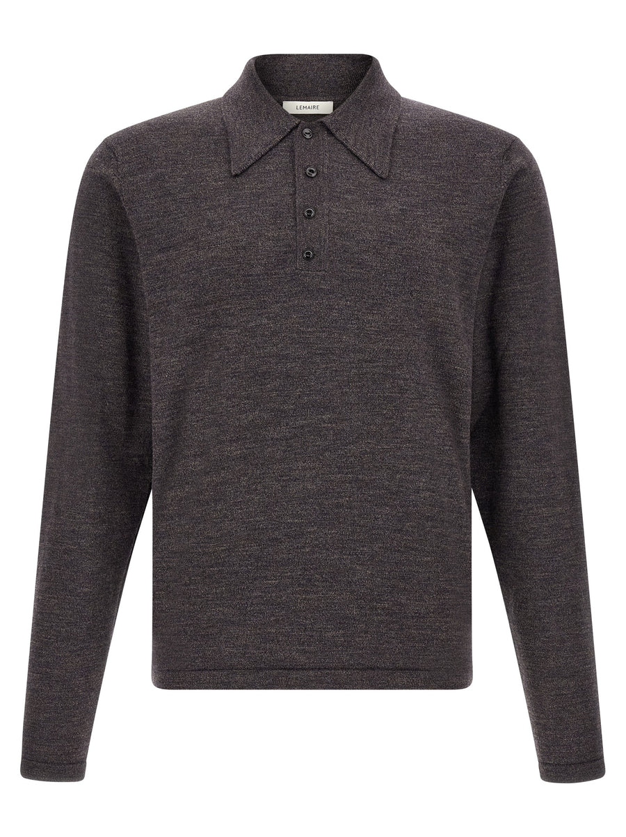Lemaire 100% wool polo shirt in brown